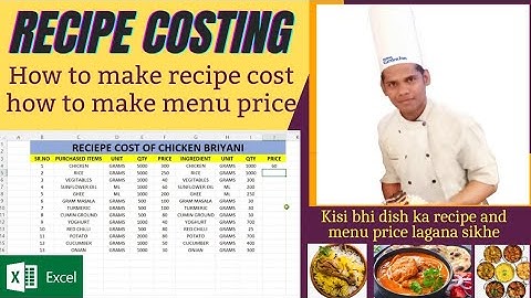 How To Calculate Recipe Cost | Recipe Costing In Excel | Recipe Costing Format |  food costing