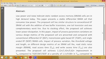 Variation Tolerant Differential 8T SRAM Cell for Ultralow Power Applications