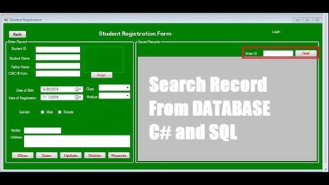 Search record from database in c# and SQL
