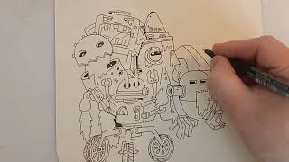 How to draw doodle robots