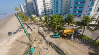 OBRAS RECUPERAÇÃO DO MURO DE CONTENÇÃO NA CIDADE DE MONGAGUÁ ESTÁ NA PRAIA DO VERA CRUZ