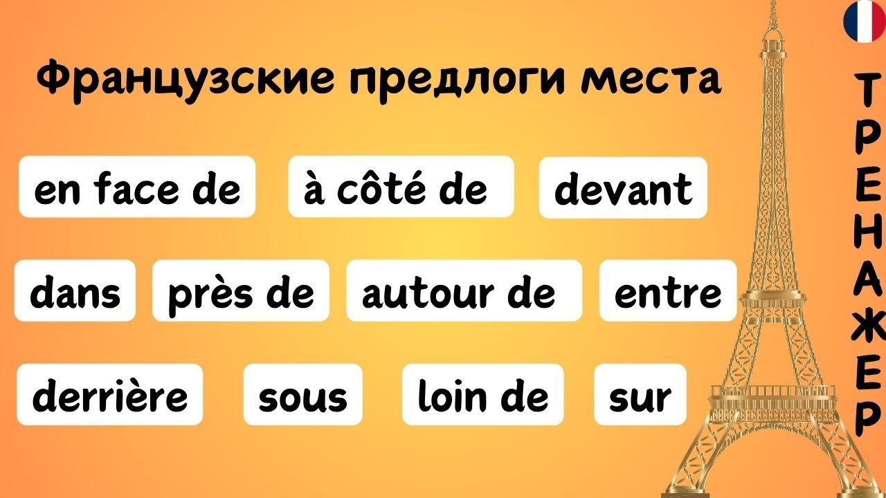 Французские предлоги места А1 А2 | Тренажер 😊🇫🇷