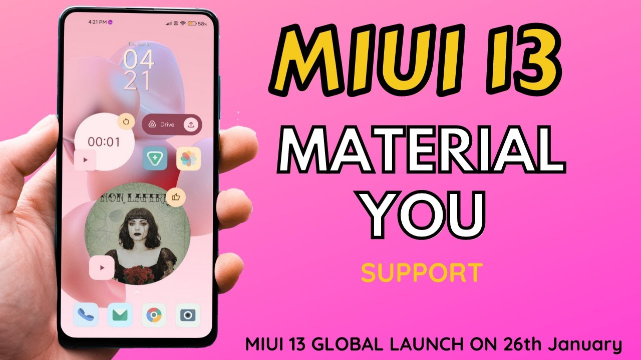 MIUI 13 MATERIAL YOU Support || MIUI 13 GLOBAL LAUNCH ON 26th January ...