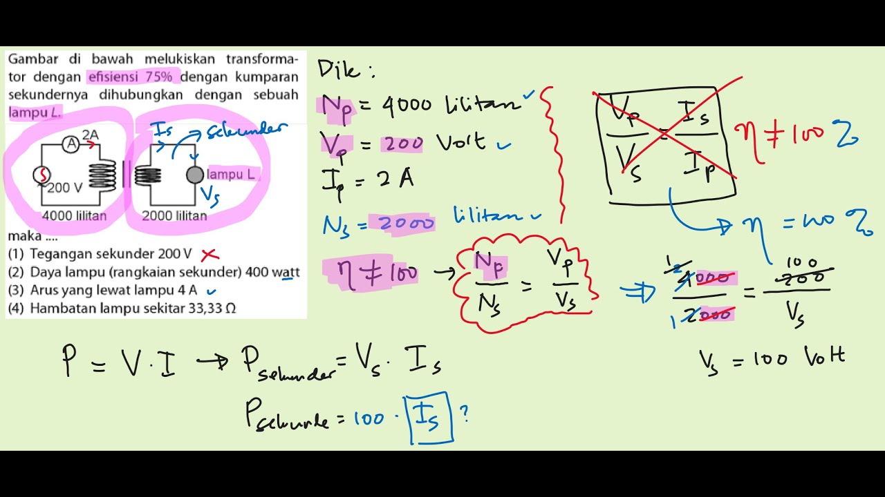 [Rumus Konsep Penting!] Soal Latihan Transformator dan Efisiensi ...