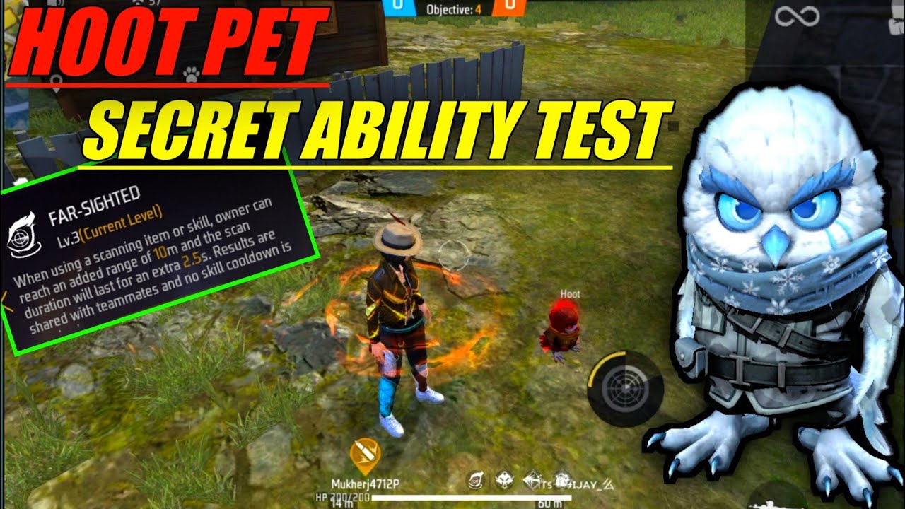NEW HOOT PET ABILITY TEST || New top-up event in free fire || Free Fire New pet secret ability !!!