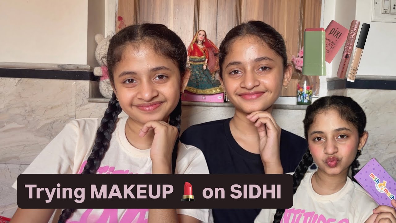 Trying Makeup onSidhi 🫶❤️|| #ridhisidhitwins #vlogs 