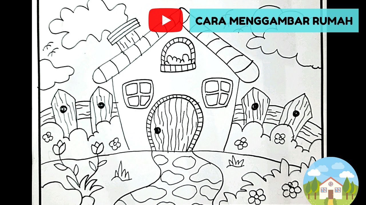 CARA MENGGAMBAR  RUMAH  YANG  MUDAH  BAGUS  UNTUK ANAK TK 