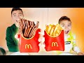 Real food vs chocolate food challenge  happy meal chocolate french fries