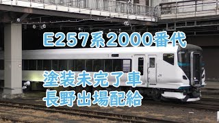 E257系2000番代塗装未完了で大宮へ　長野出場配給