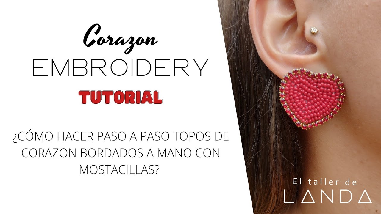 ❤️ APRENDE A REALIZAR HERMOSOS ARETES DE CORAZÓN EN EMBROIDERY - BORDADO A MANO