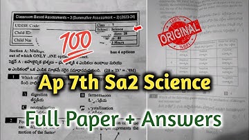 💯7th class science CBA-3 Sa-2 real full question paper 2024|Ap 7th class Sa2 science answer key 2024