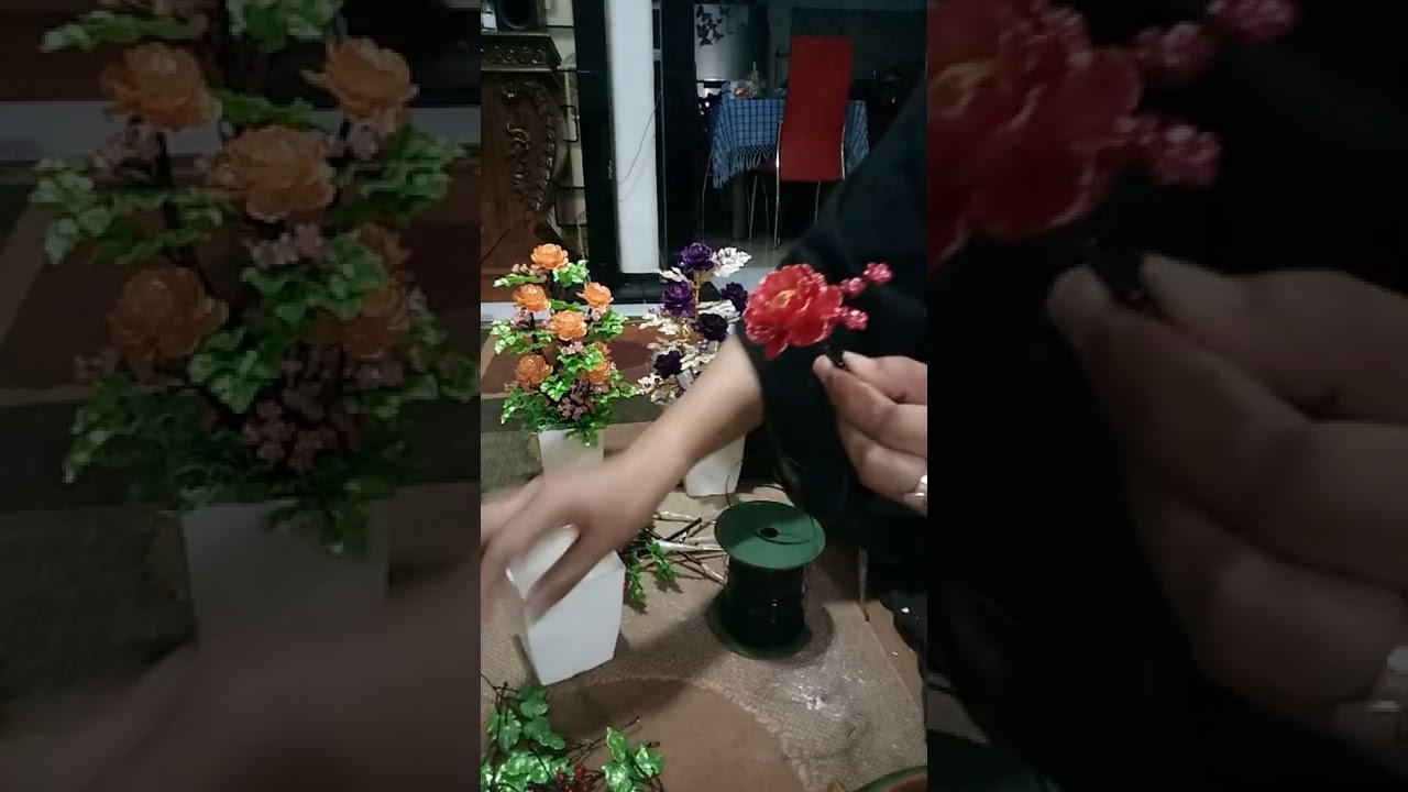 tutorial merangkai bunga akrilik meja tamu #samarindahits #tutorial #handmade