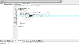C++ Program - Print right Triangle using For Loops