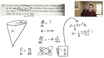 Related Rates Inverted Cone Example