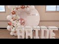 Bridal shower balloon setup | White and Rose gold balloon setup | White balloon garland