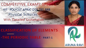 COMPETITIVE EXAMS SPECIAL CLASSIFICATION OF ELEMENTS- THE PERIODIC TABLE   PART-1