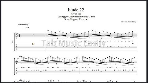 String Skipping Exercise: ETUDE 22 // Key of Em - Arpeggios/Neoclassical Shred Guitar
