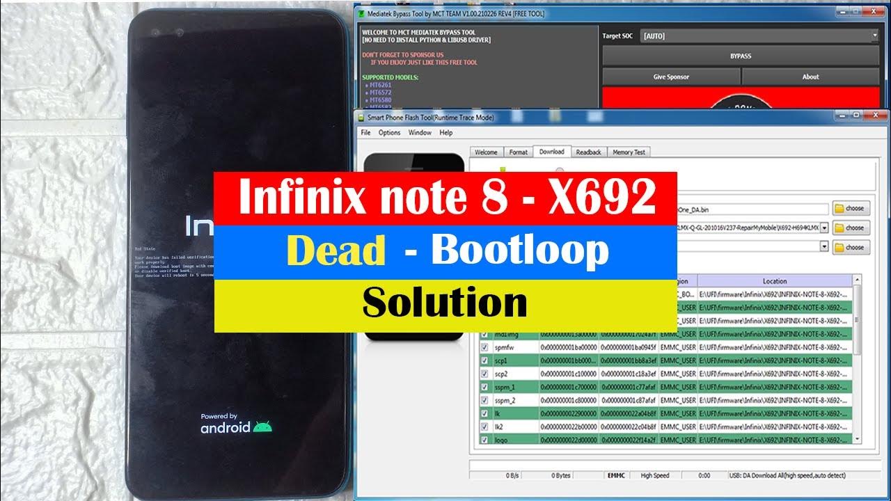 Flash infinix note 8 x692 bootlop with sp flashtool youtube