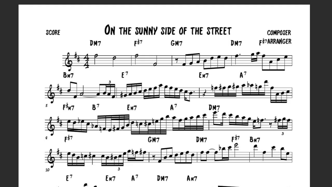 Onthe Sunny Side Of Street Sonny Stitt Transcription Youtube