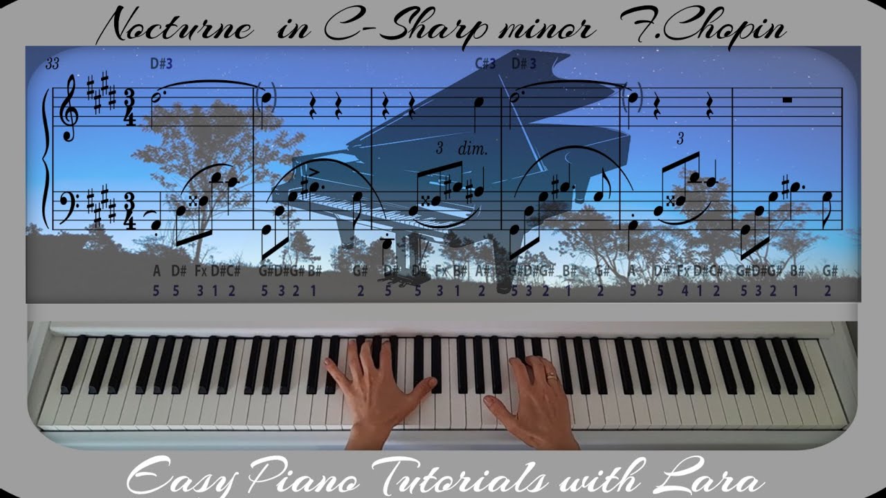 Nocturne No 20 in C Sharp minor F. Chopin Easy Slow Piano Tutorial - Letter Notes Nocturne No 20 in C Sharp minor F. Chopin Easy Slow Piano Tutorial - Letter Notes
