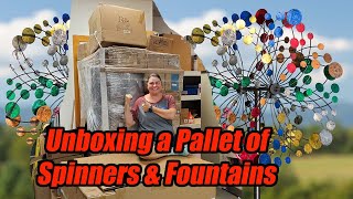 Unboxing A Pallet of Liquidation and closeouts  Wind spinners and Fountains