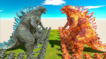 Legendary Godzilla War - Growing Up Godzilla 2014 VS Fire Burning Godzilla, Size Comparison Godzilla