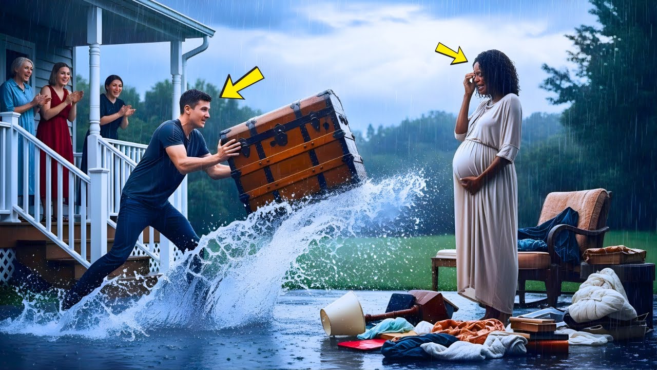 Unaware His Pregnant Wife Was A Trillionaire Daughter — He Threw Her Luggage Into The Rain.