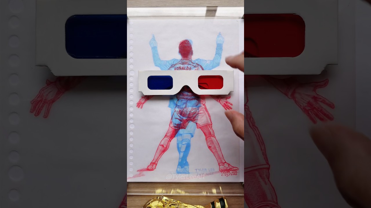 Messi ❤️ CR7: Thank You, Legends 🐐❤️ #WorldCup2026 #3DGlasses #Drawing