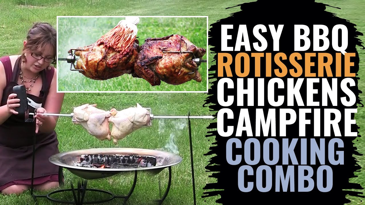 Outdoor Campfire Cooking Grill Rotisserie Camping Equipment Kitchen Patio Big 
