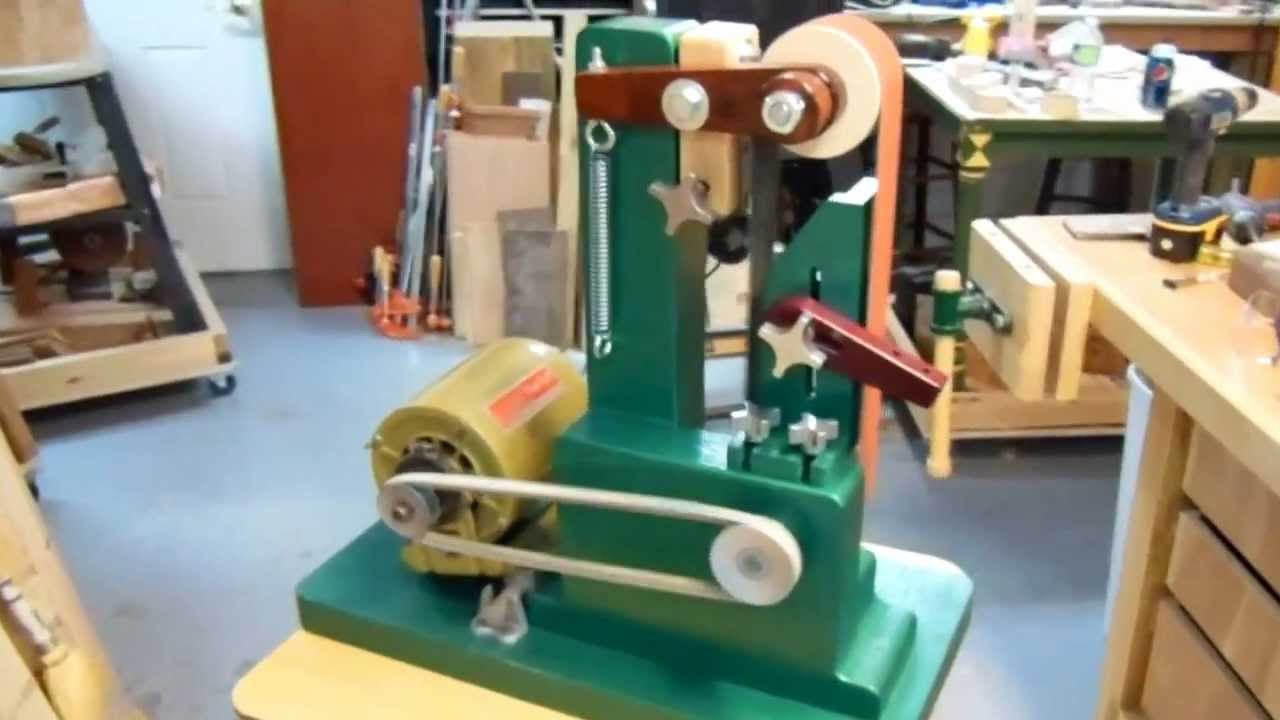 My Shop Built vertical 2x36" belt sander build in action 