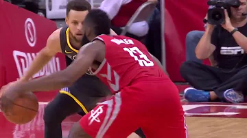 James Harden Hits Dagger 3 on Curry then Blocks Him! (20/1/18)