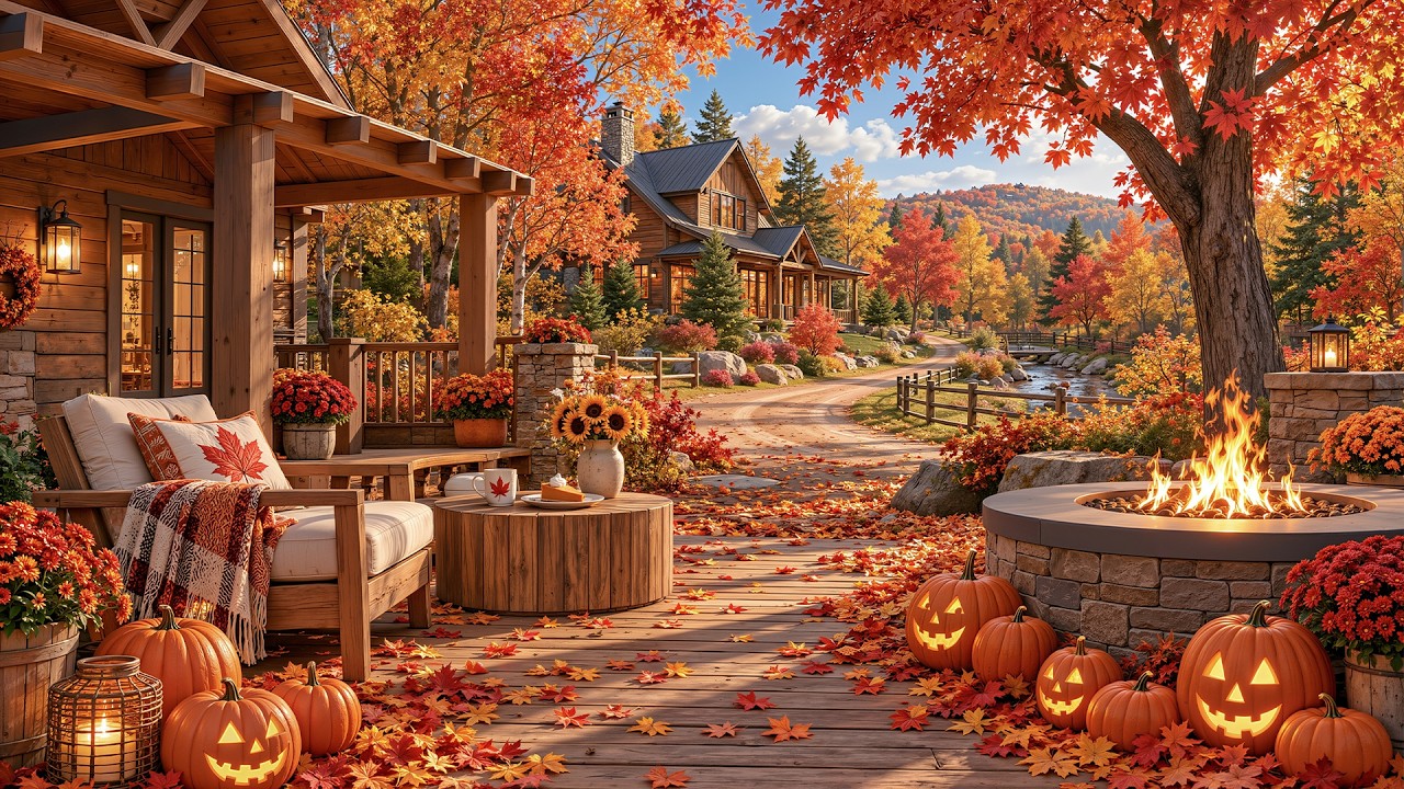 Calm Fall Retreat Jazz 🍂 Gentle Jazz With Pumpkin Firelight For Reading, Rest & Comfort