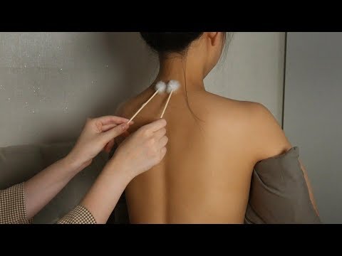ASMR Back Hair Play Scratching Brushing Tracing Oil Massage No Talking