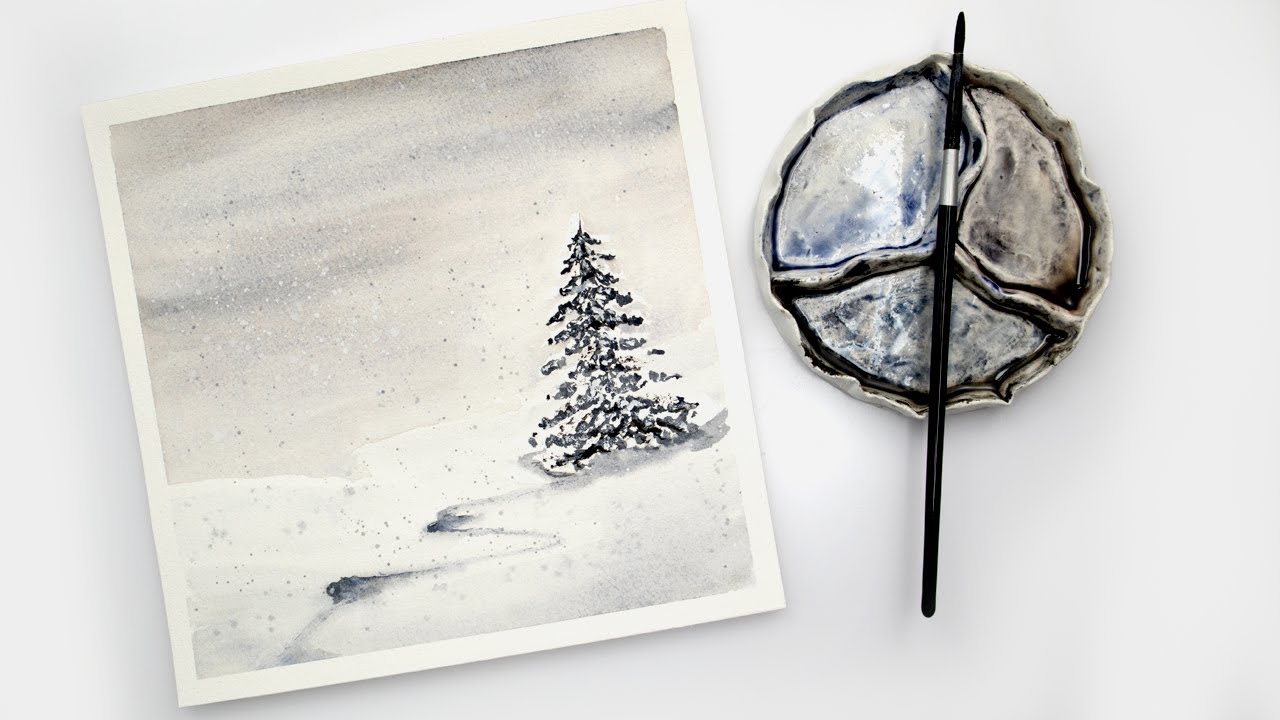 A simple method to paint snowy trees without white gouache or masking  fluid. Link to the process in the comments if you are interested 🥰 : r/ Watercolor