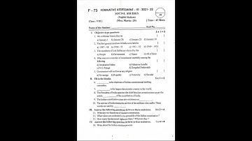 8th class Social fa3 question paper
