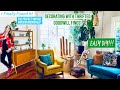 THRIFTED MID CENTURY MAKEOVER! | Styling My New Bookshelf + Easy Goodwill Footstools Recovering DIY