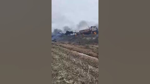 Разбитая российская колонна. Черниговская область.