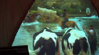 This is a virtual reality ride at the Historic Trails Museum depicting crossing the Platte River in a covered wagon. The bumping and 