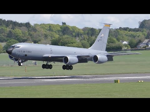 [4K] USAF Boeing KC135 Stratotanker Landing at Prestwick Airport