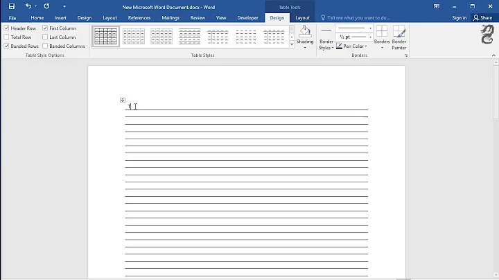 How to create lined paper in Word