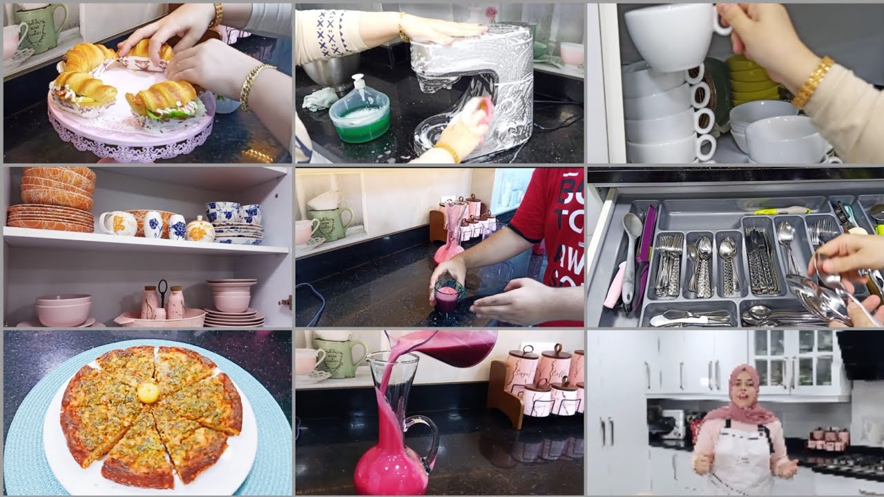 روتين يومي الحقيقي ترتيب للمطبخ وعملت معاكم عصير روعه خياااال
