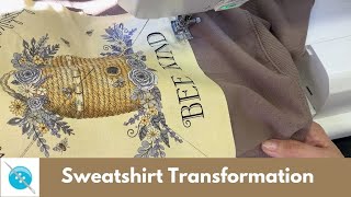 Sweatshirt Transformation, Bee Kind @stitchesbyjulia