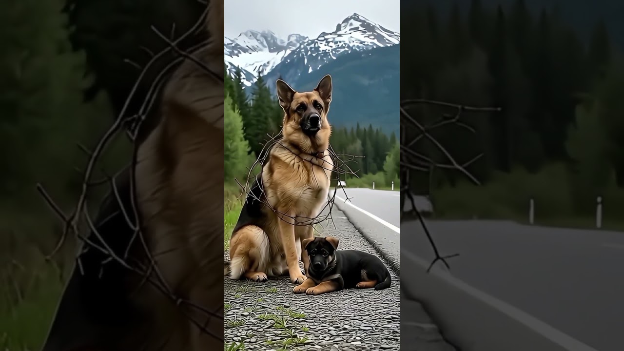 Helpless Dog Protects His Puppy 💔😭 A Sad Story on the Road 