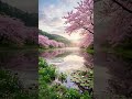Peaceful Sakura Lake Morning 🌸 Relaxing Nature Sounds & Calm Music