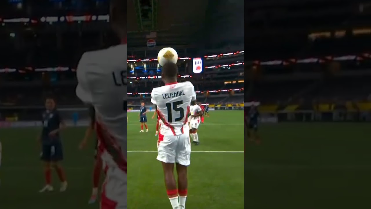 Yannick Leliendal with a goal-line clearance for Suriname in the Gold Cup