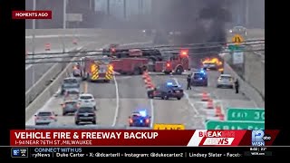 Crews extinguish vehicle fire on Milwaukee highway