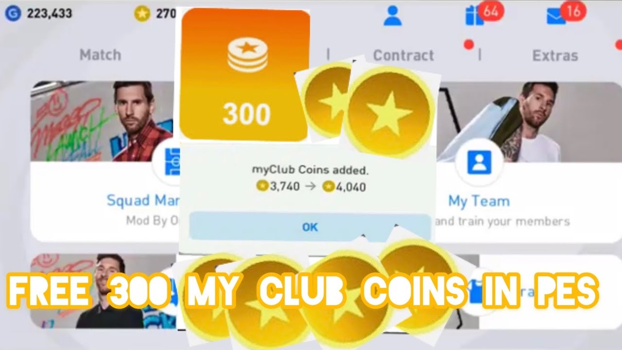 How to get free 300 my club coins in pes 2021 mobile