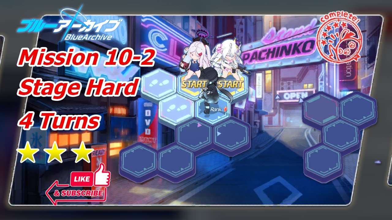 Blue Archive] Clear Stage Hard 10-2 | 4 turns | 3 stars