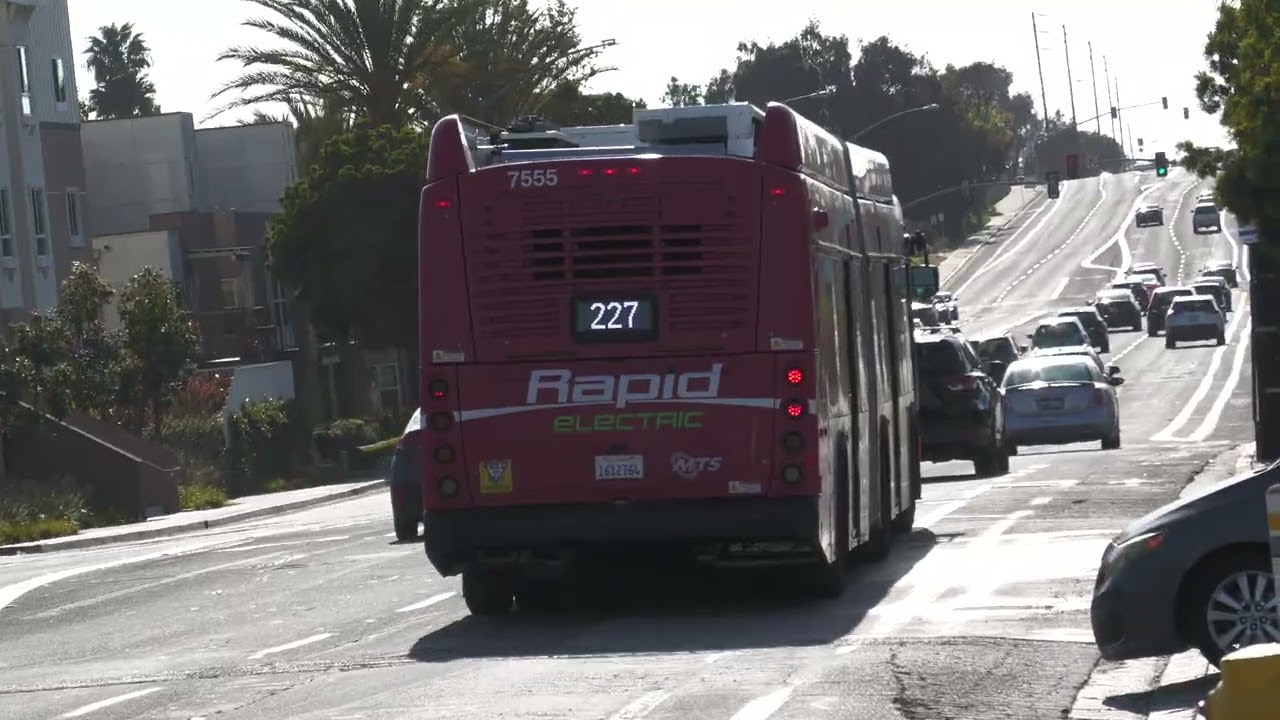 San Diego MTS Rapid Bus - New Flyer XE60 Route 227 #7555 - YouTube