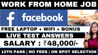 Facebook hiring | Live test answers | Work from home jobs 2024 | Online jobs at home for freshers
